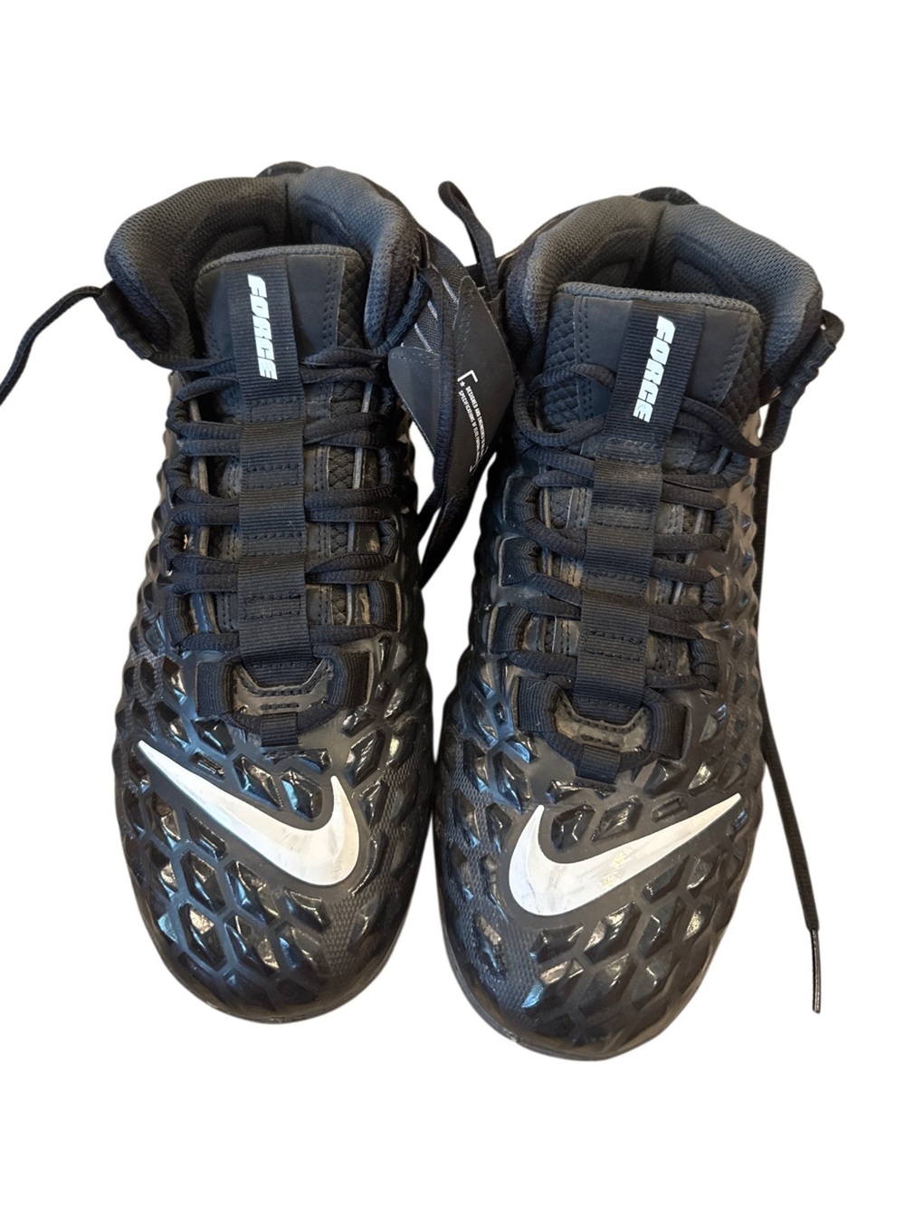 Nike Black and White High-Top Football Cleats - Picture 4 of 6
